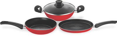 Pigeon carlo 4pc set Induction Bottom Non-Stick Coated Cookware Set(PTFE (Non-stick), 4 - Piece)