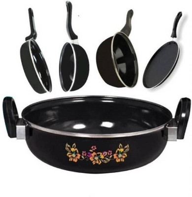 SILVOSWAN Premium Induction Bottom Non-Stick Coated Cookware Set(Stainless Steel, 5 - Piece)