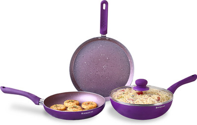 WONDERCHEF Royal Velvet Plus Induction Bottom Non-Stick Coated Cookware Set(Aluminium, 4 - Piece)