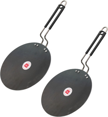 LAZYwindow LAZYwindow Heavy Iron Tawa with insulated Handle Induction Bottom Cookware Set(Iron, 2 - Piece)