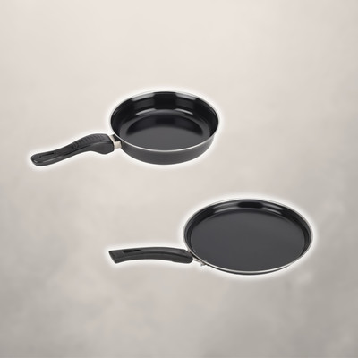 MY STORE Fry Pan, Tawa - Cookware Set of 2 Pc Induction Bottom Non-Stick Coated Cookware Set(Cast Iron, PTFE (Non-stick), 2 - Piece)