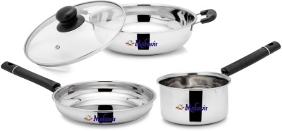 Mahavir Stainless Steel Kadhai, Saucepan, Fy Pan Set of 3Pc Cookware set. Induction Bottom Cookware Set(Stainless Steel, 1 - Piece)