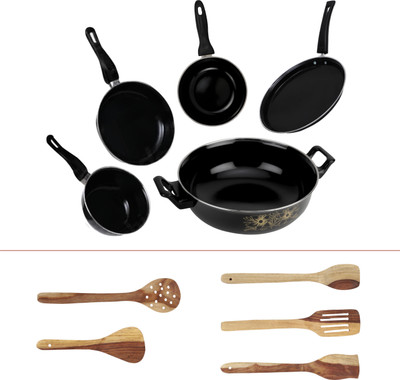 MY STORE Dura Full Size Induction Bottom Non-Stick Coated Cookware Set(Steel, 10 - Piece)