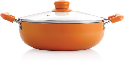 NIRLON Ceramic Non Stick Induction Aluminium Kadhai 1.5ltr Induction Bottom Non-Stick Coated Cookware Set(PTFE (Non-stick), Aluminium, 1 - Piece)