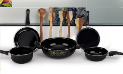 Kashvi Induction Bottom Non-Stick Coated Cookware Set(Hard Anodised, 10 - Piece)