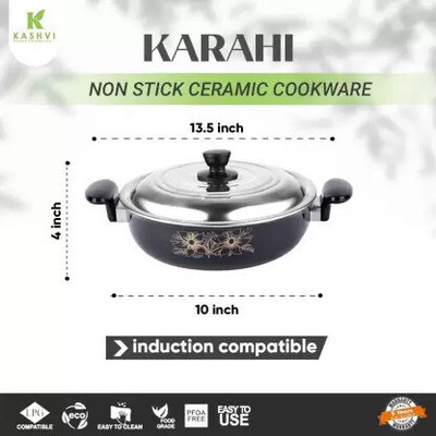 cookpro kadhai with lid Non-Stick Coated Cookware Set Induction Bottom Non-Stick Coated Cookware Set(Cast Iron, 1 - Piece)