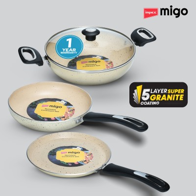 IMPEX Granite FKT Festival Gift Induction Bottom Non-Stick Coated Cookware Set(Aluminium, 4 - Piece)