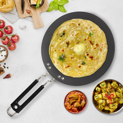 AGARO Elite Hard Anodised Tawa for Kitchen, 28 cm Diameter Tawa for Roti & Chapati Induction Bottom Non-Stick Coated Cookware Set(Aluminium, 1 - Piece)