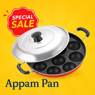 automerak Non Stick 12 Cavity Aluminium Appam Patra Appam Pan/Ponganal Pan Paniyaram Pan Non-Stick Coated Cookware Set(Aluminium, 1 - Piece)