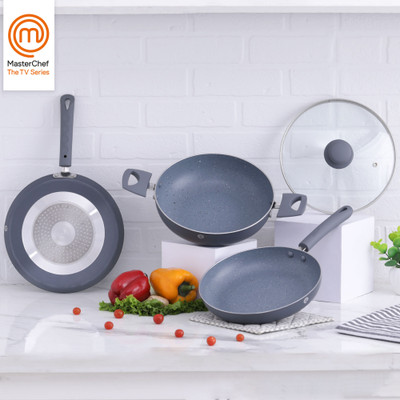 MasterChef Champions Grey Induction Bottom Non-Stick Coated Cookware Set(Aluminium, 3 - Piece)