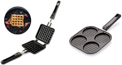 Dynore Aluminium Non-Stick Waffle Maker With Pan Cake Best Kitchen Combo Non-Stick Coated Cookware Set(Aluminium, 2 - Piece)