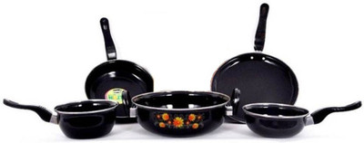 SILVOSWAN Rapid Non - Stick Full Size (Gas and Induction Friendly) Induction Bottom Non-Stick Coated Cookware Set(Iron, 5 - Piece)