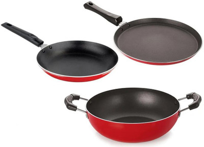 Flipkart SmartBuy Induction Bottom Non-Stick Coated Cookware Set(Aluminium, 3 - Piece)