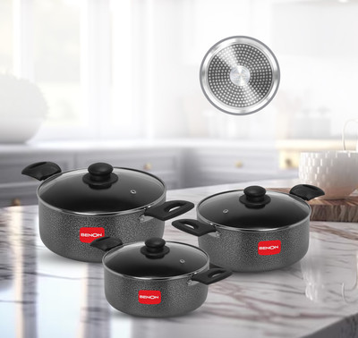 Benon Granite Coated Casserole Set of 2.5L+3.5L+4.5L Induction Bottom Non-Stick Coated Cookware Set(Aluminium, 3 - Piece)