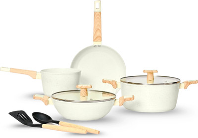 Kréme Ceracook Granite Ceramic Cookware Set of 4pcs Induction Bottom Non-Stick Coated Cookware Set(Aluminium, Ceramic, 4 - Piece)
