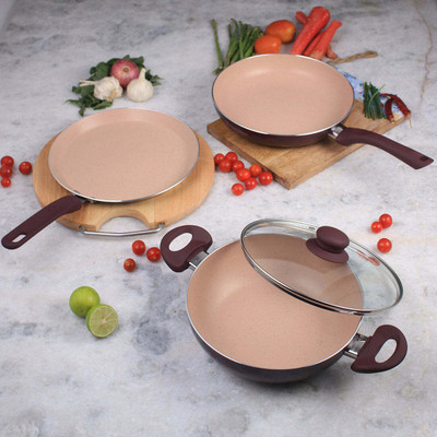 WONDERCHEF Milano Induction Bottom Non-Stick Coated Cookware Set(Aluminium, 4 - Piece)