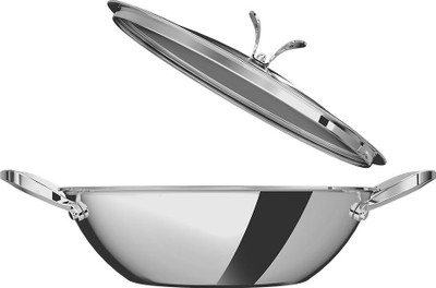 Ultra Ultra Triply Kadai Flat Bottom 18cm - Heavy Duty Induction Bottom Non-Stick Coated Cookware Set(Triply, Stainless Steel, 1 - Piece)