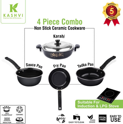 Kashvi Non-Stick Coated Cookware Set(Cast Iron, 5 - Piece)