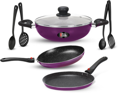 MILTON Pro Cook Kitchen Jewel Plus Granito, Dark Purple Induction Bottom Non-Stick Coated Cookware Set(Aluminium, 7 - Piece)