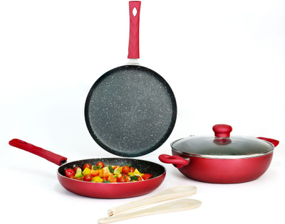 Kreme Induction Bottom Non-Stick Coated Cookware Set(Aluminium, 5 - Piece)