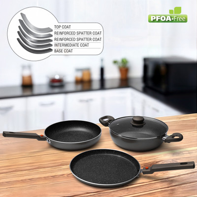 Prestige Festival Pack Induction Bottom Non-Stick Coated Cookware Set(Aluminium, 3 - Piece)