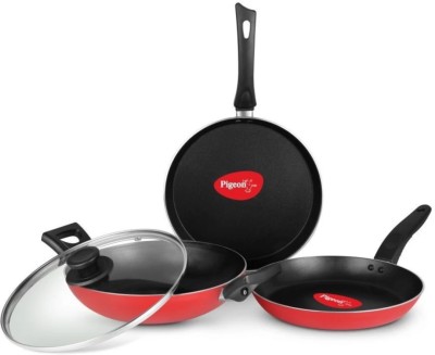 discounthub Pigeon Basics Non Induction Base Nons tick Aluminium Cookware set Non-Stick Coated Cookware Set(Aluminium, 4 - Piece)