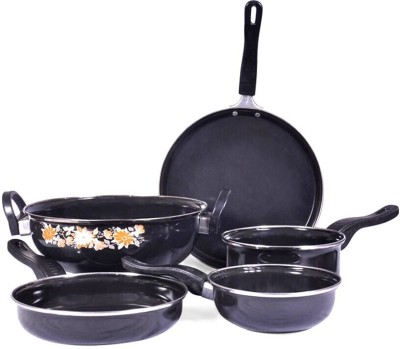 MY STORE Royal Non-Stick Gas and Induction Compatible Induction Bottom Non-Stick Coated Cookware Set(Cast Iron, 5 - Piece)