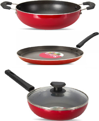 NAVRANG INDUCTION 4PCS COMBO SET Induction Bottom Non-Stick Coated Cookware Set(Aluminium, PTFE (Non-stick), 4 - Piece)