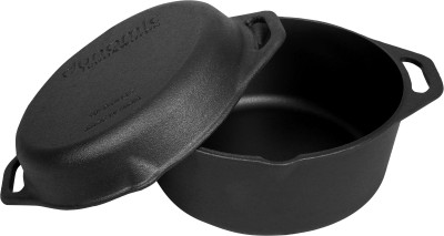 dynamic cookwares Cast Iron 2 IN 1 10 Inch Dutch Oven Induction Bottom Cookware Set(Cast Iron, 1 - Piece)