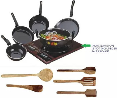 Maharajee Induction Bottom Non-Stick Coated Cookware Set(Aluminium, 10 - Piece)