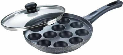 MOTI METAL INDUSTRIES MMI Appam Pan Non-Stick appe Patra Paniyarakkal Paniyaram Maker with Lid Induction Bottom Non-Stick Coated Cookware Set(Hard Anodised, 1 - Piece)