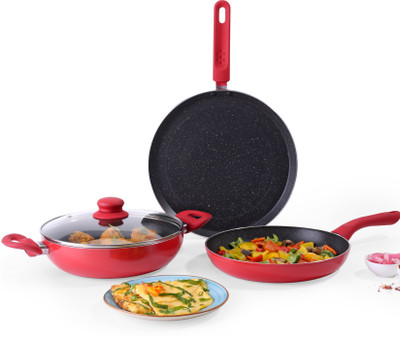 WONDERCHEF Milano Induction Bottom Non-Stick Coated Cookware Set(Aluminium, 4 - Piece)