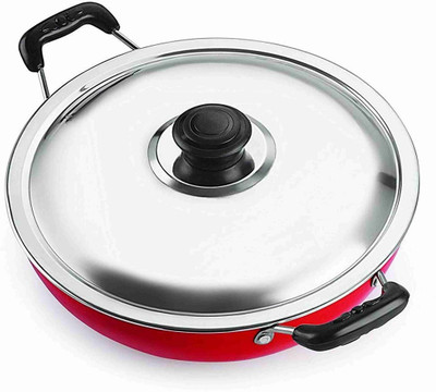 Redific nonstick Aluminium Deep Fry Kadai with Stainless Steel Lid, Capacity 1.2 Litre Non-Stick Coated Cookware Set(PTFE (Non-stick), 1 - Piece)