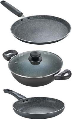 Prestige Induction Bottom Non-Stick Coated Cookware Set(PTFE (Non-stick), 3 - Piece)