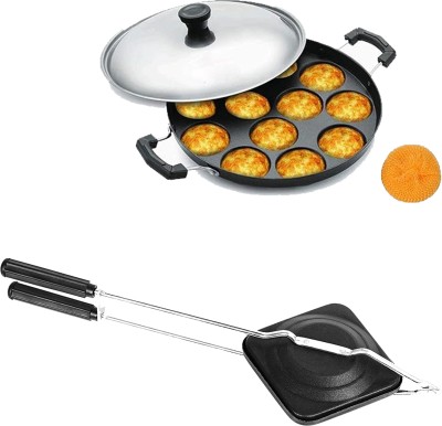 NARV Appam Patra Maker, Litti Maker Gas Stove Compatible Regular Sandwich Maker K1 0 W Pop Up Toaster(Black)