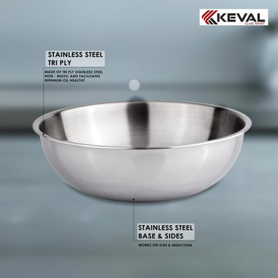 KEVAL TRIPLY TASARA 22 Induction Bottom Non-Stick Coated Cookware Set(Stainless Steel, 1 - Piece)