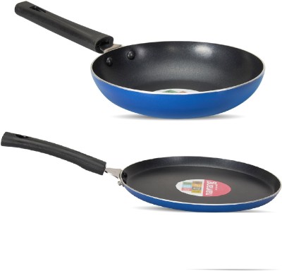 NAVRANG NONSTICK FRY PAN 200MM AND DOSA TAWA 240MM,BLUE,NON INDUCTION Non-Stick Coated Cookware Set(Aluminium, 2 - Piece)