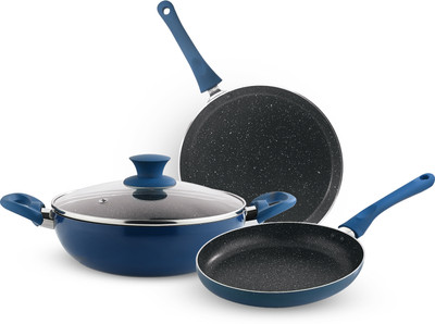 BERGNER Aster Non-Stick 4 Pcs Cookware Set | Less Oil Use | Induction Bottom Non-Stick Coated Cookware Set(Aluminium, 4 - Piece)