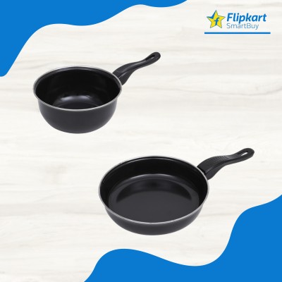 Kashvi Non-Stick Cookware Set - Fry Pan & Sauce Pan - Induction Bottom Non-Stick Coated Cookware Set(Cast Iron, PTFE (Non-stick), 2 - Piece)