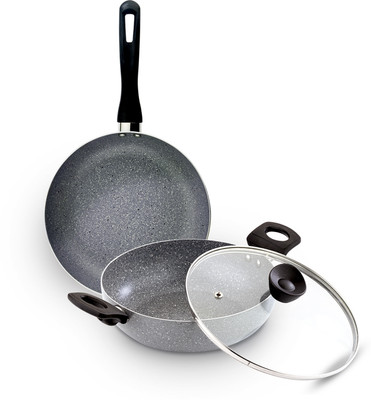 BERGNER Orchid 3-Layer Non-Stick 3 Pcs Cookware Set | Minimal Oil for Healthy Cooking | Induction Bottom Non-Stick Coated Cookware Set(Aluminium, 3 - Piece)