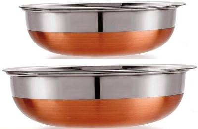 RBGIIT Stainless Steel Coppar Bottom Tasla Without Lid for Curry,Stir-Fry, Deep-Fry Induction Bottom Cookware Set(Stainless Steel, 2 - Piece)