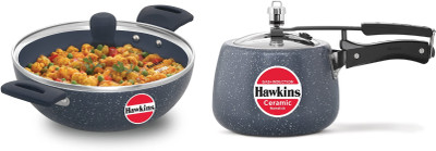 Hawkins Ceramic Nonstick Induction Bottom Non-Stick Coated Cookware Set(Aluminium, PTFE (Non-stick), 2 - Piece)