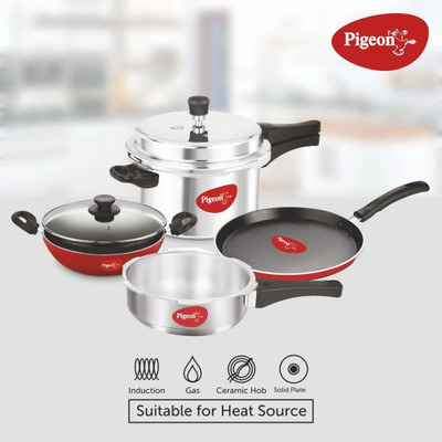 Pigeon Induction Bottom Non-Stick Coated Cookware Set(Aluminium, 4 - Piece)