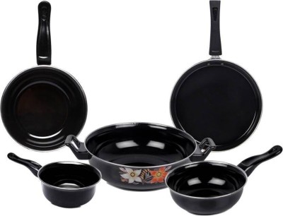 MY STORE Luxar Induction Bottom Non-Stick Coated Cookware Set(Ceramic, Steel, 5 - Piece)