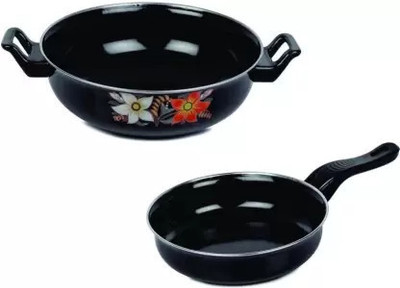 HouseOfCommon Premium Kadhai Induction Bottom Non-Stick Coated Cookware Set(Cast Iron, 1 - Piece)