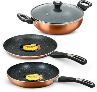 IMPEX 4 Pcs Nonstick Granite Cookware set FKT Festival Gift Set Induction Bottom Non-Stick Coated Cookware Set(Aluminium, 4 - Piece)