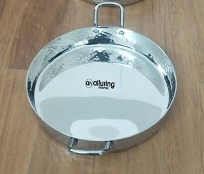 Alluring Homz Alluring Homz Steel Round Hammered Serving Pan/Dish/Bowl with Handles 900 ML Cookware Set(Stainless Steel, 1 - Piece)
