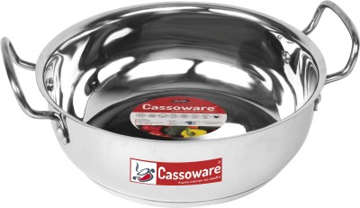 Cassoware Stainless Steel Kadhai | Premium Heavy Gauge Kadai for Deep Fry |4L Kadhai 16 cm diameter 4 L capacity(Stainless Steel, Induction Bottom)