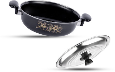 HouseOfCommon Non-Stick Cookware Set (kadahi with lid) Black Non-Stick Coated Cookware Set(Cast Iron, 1 - Piece)