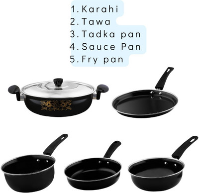 cookpro Cookpro Deluxe Non-stick(Natural Iron) Best Kitchen Cookware Set Of 6 Induction Bottom Non-Stick Coated Cookware Set(Cast Iron, 6 - Piece)